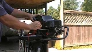 4 cycle AIR COOLED Briggs amp Stratton outboard running without tank because its air cooled [upl. by Acitel]