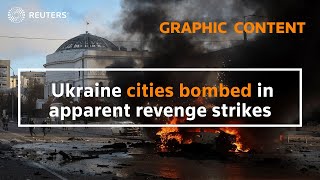 WARNING GRAPHIC CONTENT Ukraine cities bombed in apparent revenge strikes [upl. by Jamaal]