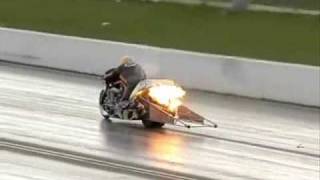 Roel Koedam Top Fuel Bike Explosion  Slow Motion at Santa Pod [upl. by Arrol435]