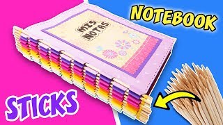 NOTEBOOK WITH STICKS  Binding Piano  DIY Back to School  aPasos Crafts DIY [upl. by Mihar]