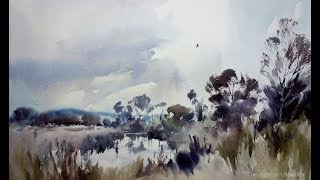 Marsh harrier over the starling roost Full watercolour demo by Jem Bowden [upl. by Keyser941]