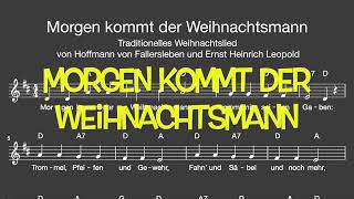 Lied Morgen kommt der Weihnachtsmann Weihnachten  Melodie Akkorde NotenText [upl. by Cale]