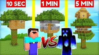 NOOB vs PRO STAVÍ BUNKR NA STROMĚ za 10 SEC  1 MIN  5 MIN v Minecraftu [upl. by Erdda]