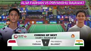 SYED MODI INDIA INTERNATIONAL 2023  QF  ALWI FARHAN INA VS PRIYANSHU RAJAWAT IDN [upl. by Edny]