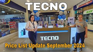 TECNO Price List Update September 2024  Tecno Camon 30 Series  Spark 20 Series  Pova 6 Pro 5G [upl. by Binette]