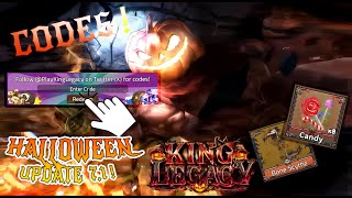 “NEW ALL WORKING CODES in KING LEGACY Update 71 🎃 Halloween 2024  Active Rewards amp Boosts” [upl. by Odnomar]