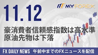 豪消費者信頼感指数は高水準、原油先物は下落 2024年11月12日 FXデイリーニュース【Myforex】 [upl. by Gretna]