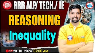 RRB ALP Technician Reasoning  RRB JE Reasoning  Inequality Reasoning Class  by Sandeep Sir [upl. by Hctub]