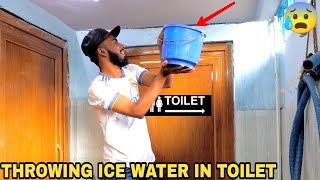 Throwing Ice Water In Public Toilet Prank   MOUZ PRANK [upl. by Negam229]