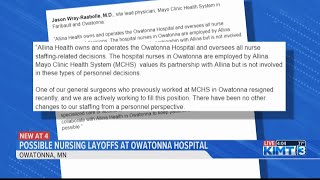 Possible nursing layoffs at Owatonna Hospital [upl. by Lerrad]