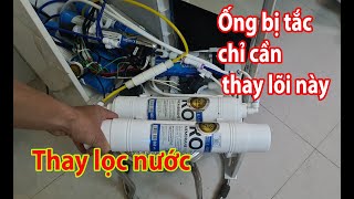 Thay lõi lọc số 4 RO karofi máy bị tắc ống chảy nước thải nhiều không có nước uống [upl. by Niroht]