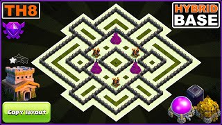 NEW BEST TH8 Hybrid Base 2023 COPY LINK  COC Town Hall 8 Symmetrical Base [upl. by Addiego]