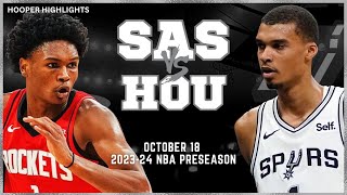 Houston Rockets vs San Antonio Spurs Full Game Highlights  Oct 18  202324 NBA Preseason [upl. by Ciccia]