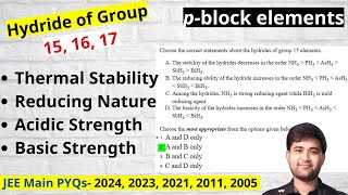 Hydride of Group 15 16 17  pblock elements  pblock elements Hydrides [upl. by Maitland]