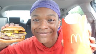 MUKBANG TRYING MCDONALDS NEW JALAPEÑO BURGER  FREE FRENCH FRY [upl. by Adnomar]