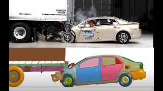 Rear Underride Crash Dummy included LSDYNA Simulation vs Real Test [upl. by Santa316]