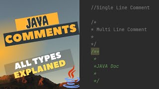 Comments in JAVA  Single Line Comment  MultiLine Comment  JAVA DOC Comment [upl. by Nykal]