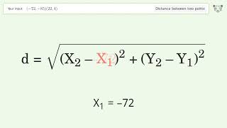 Find the distance between two points p1 7285 and p2 224 StepbyStep Video Solution [upl. by Anelav]