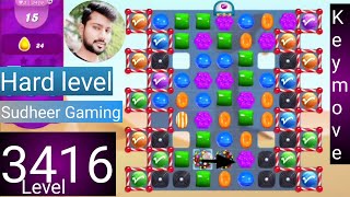 Candy crush saga level 3416 । No boosters । Hard level । Candy crush 3416 help। Sudheer Gaming [upl. by Macfadyn387]