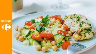 Frisse kikkererwtensalade met kip en peterselieolie [upl. by Simah]