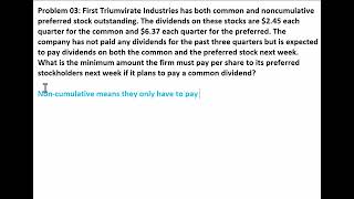 Chapter 07 Problem 03 Non Cumulative Preferred Dividends [upl. by Yee]