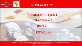 BPHARM 1st YEAR PHARMACEUTICSI UNIT2 POWDERS PARTII BYPROF DR AKHIL SHARMA [upl. by Verdha]