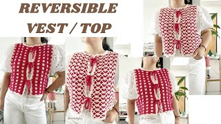 CROCHET REVERSIBLE VEST  2 WAY VEST TOP  CROCHET BY BEV [upl. by Izmar]