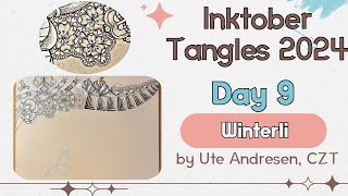 Inktober Tangles 2024  Day 9  Winterli  How to draw [upl. by Bartolomeo]