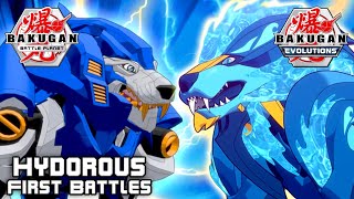 First HYDOROUS Bakugan Battle in Every Season  Bakugan Evolutions Battle Planet amp Armored Alliance [upl. by Aikkan]