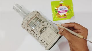 Glass Bottle House  DIY  Clay Bottle Art Decoration Ideas [upl. by Llewsor]