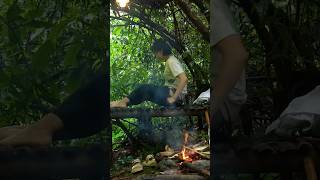 🤯solo camping😱  Relaxing forest  Survival Skills shorts [upl. by Ahsekel]