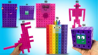 DIY Numberblocks 60 to 80 with Roboctoblock and Dinoctoblock Snap Cubes Custom Set [upl. by Onailerua]