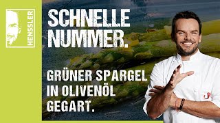 Schnelles grüner SpargelRezept in Olivenöl gegart von Steffen Henssler [upl. by Tekla426]