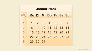 Kalender Januar 2024 [upl. by Aihsekram365]