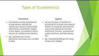 Types of Econometrics [upl. by Annaerb]