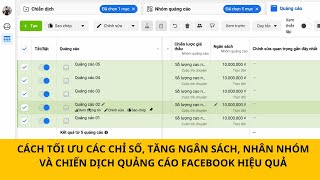 Cách Tối Ưu Các Chỉ Số Tăng Ngân Sách Nhân Nhóm và Chiến Dịch Quảng Cáo Facebook Hiệu Quả [upl. by Amihsat]