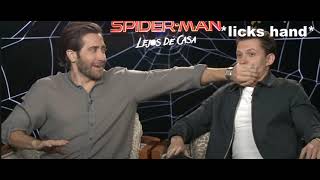 Tom Holland licks Jake Gyllenhaals hand while spoiling a movie [upl. by Mohamed962]