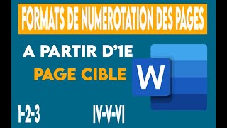 WORD  NUMEROTATION DES PAGES à partir deformat chiffres romains [upl. by Aissert]