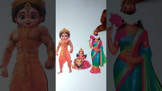 Meri Mai 🙏🏻🥰 Ma Sherawali Laxmi Krishna Hanuman wrong head challenge shorts art ashortaday [upl. by Megargee100]