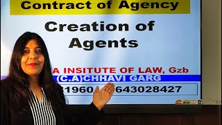 Creation Of Agency CA INTER  CS EXECUTIVE  CMA BUSINESS LAW  CONTRACT OF LAW [upl. by Nord]