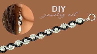 jewelry making tutorial Elegant design Beaded bracelet Beaded earrings [upl. by Naeruat]