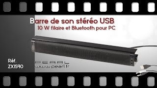 BARRE DE SON STEREO USB 10 W POUR PC  sono PC  bluetooth  PEARLTVFR [upl. by Nageek]