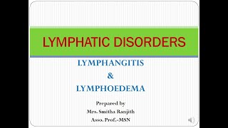 II Yr GNM MSN II LYMPHANGITIS amp LYMPOEDEMA Mrs Smitha Ranjith Asso Prof MSN [upl. by Willette888]