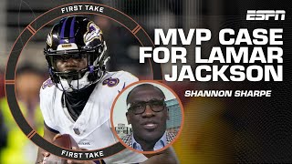 Shannon Sharpe makes an MVP case for Lamar Jackson 👀  First Take [upl. by Aehsan]