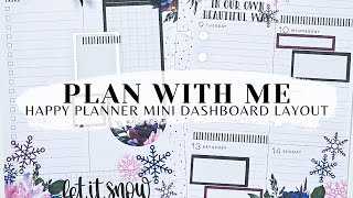 PLAN WITH ME 📒  HAPPY PLANNER MINI DASHBOARD LAYOUT  SNOWFLAKES AND DARK FLORALS  JAN 8  14 [upl. by Aihcropal]