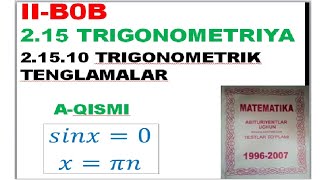 21510 Trigonometrik tenglamalar Aqism Eng sodda Trigonometrik tenglamalar [upl. by Onibla738]