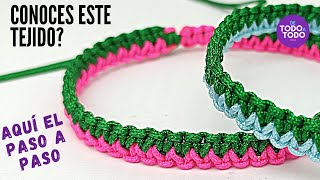 ⭐Cómo hacer pulseras de hilo FÁCILES en macramé Variación Nudo Plano dos colores 👫UNISEX DIY [upl. by Fleur917]