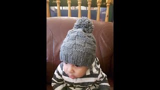 How to knit basket weave baby hats from 6 to 12 months [upl. by Nassah]