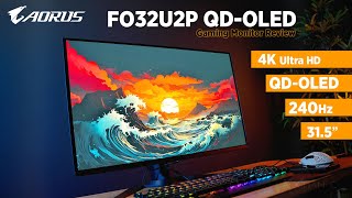 AORUS FO32U2P QDOLED 32quot 4K 240hz Tactical Gaming Monitor Review  PC PS5 amp Xbox [upl. by Kenney]