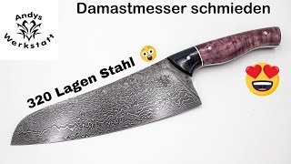 Wie geht das Damastmesser schmiedenherstellen Küchenmesser schmieden Damaszener Messer [upl. by Mian]